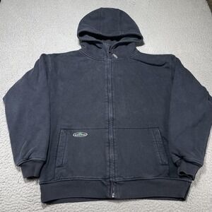 Arborwear Tech Double Thick Full Zip Hoodie Sweatshirt Black Fleece Lined Large